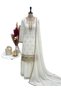 White Crunchy Silk Embroidered Sharara Set with Dupatta - HRT7518 | White - 3