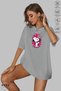 Women's Crew Neck Snoopy Printed Cotton Oversize Short Sleeve T-Shirt