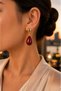 Burgundy Drop Stone Gold Detailed Dangle Earrings for Women Stylish Evening Dress Daily Combination - 8