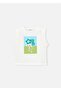 Girl's Printed T-Shirt White-Turquoise 3023 - 3