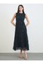 Black Spot Pleated Midi Dress - 3