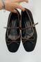 Nina Bow-Tied Suede Ballerinas with Belt on Top, Black - 4