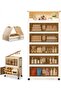 6 Layer Collapsible Storage Bins With Wheels [155cm] - Stackable Plastic Storage Cabinet Portable Multi-Tier Organizer Rack, Kitchen Rack with Dual Opening Home Storage unit Easy Tool Free