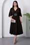 Double-Breasted Long Sleeve Dress with Collar Stone Buckle Dks1368 - 2