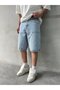 Part Stitched Ice Blue Bermuda Baggy Shorts - 4