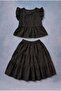 Girl's Combed Cotton Lined Brode Blouse and Skirt Set - 2