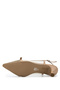 Women's Faux Leather Beige Heeled Shoes - 4