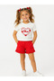 Girl's Top and Bottom Set with Heart Embroidery Detail and Shorts - 5