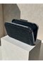 Black Geometric Laser Pattern Women's Evening Dress Bag Black Metal and Chain Wedding Engagement Graduation - 6