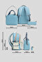 Ember Elementary School Bag Set - Set of 3 with Lunch Bag and Pencil Holder - Reflective, Blue - 8