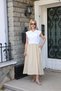 Elastic Waist Ornamental Pocket Detailed Poplin Fabric White Dress - 8