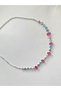 Steel Necklace Pink Tone Heavy Colorful Shiny Crystal Zircon Small Stone Elegant Necklace - 8