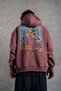 Men's 3 Thread Cotton Hooded Printed Oversize Sweatshirt Hoodie with Pockets - Dusty Rose Mariposa Secre