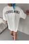 Women's Short Sleeve Summer T-Shirt Crew Neck Printed Oversize T-Shirt - White - 4