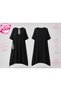 Plus Size Crew Neck Cargo Pocket Stone Capri Sleeve Skirt Hem Rubber Detailed Women's Dress - 2