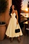 Women's Strappy Low-Cut Corseted Long Stylish A-Line Evening Dress - 5