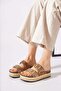 Polelen Women's Slippers with Double Buckle and Stone Decoration in Gold - 2