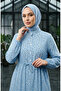 Floral patterned waist-tie hijab dress 0293-02 blue - 4