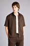Stretchy Textured Fabric Boxy Fit Short Sleeve Shirt G4163Ax26Sm - 3