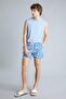 Regular Fit Printed Mesh Lined Short Length Blue Swim Shorts G6944Ax26Hs - 2