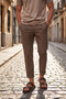 Men's Brown Suede Double Buckle Anatomical Sole Slippers - Comfortable and Stylish with Adjustable Belt g - 3