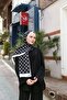 شال لارا منقوش باللونين الأسود والأبيض - 2