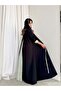Mwt795 Black Crepe Abaya with Indian Linen Fabric Inserts - 5
