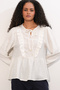 Women's Ruffled Lace-Up Blouse 999 - White - 4
