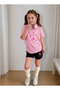 Girl's T-Shirt and Shorts Set, Printed Cotton, Summer Casual Fit Combination