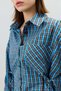 Blue Checkered Lace-Up Women's Shirt - 6