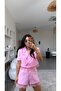 Pink Linen Zr Model Lace Shorts Jacket Set - 5