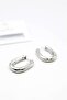 Oval Hoop Earrings - Silver - 2