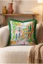 Floral Mediterranean Street Scenery Fringed Throw Pillow Cover - Green Tassel Summer Balcony Pillowcase - 5