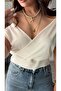 Ecru Lyocell Blended Double-Breasted Blouse - 3