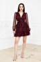 Layered Mini Lace Dress - Bordo