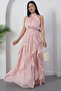 Halter Neck Ruffled Satin Dress Eli̇6073 - 4