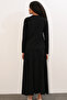 Women's Scarf Blouse Skirt Double Set 8077 - Black - 6