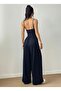 Women's Strappy Round Neck Long Viscose Jumpsuit - 4