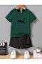 Summer Children's T-Shirt Shorts Unisex (Black Cheetah Print)