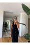 Black Gold Dress with Riveted Detailed Trim - 2