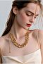 Elegant Leaf Shaped Dangle Gold Color Necklace