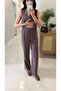 Md Jinna Brown Tencel Vest Pants Set - 4