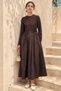 Kadriye Baştürk Top Part Combed Cotton Slim Fit Belted Dress 912 Brown