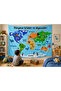 Montessori Children's Room Educational World Map Wall Covering Quality Fabric