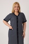 Women's Plus Size 100% Cotton Combed Fabric Buttoned Summer Dress / Navy-White 4180 - 5