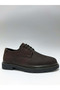 Genuine Leather Nubuck Brown Classic Lace-Up Casual Model Men's Shoes - 2