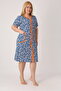 Women's Plus Size 100% Cotton Combed Fabric Zipper Summer Dress / Blue-White 4099 - 4