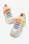 Women's Beige Comfortable Colorful Rubber Lace-Up Sneaker - 2