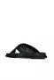 Black Leather Women's Flat Slippers - 5