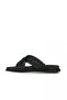 Black Leather Women's Flat Slippers - 4